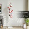 Aibiju Standing Coat Rack White Coat Stand with 8 Hooks and 3 Height Options, Wood Kids Coat Tree with Sturdy Round Base, Small Hall Tree White Y