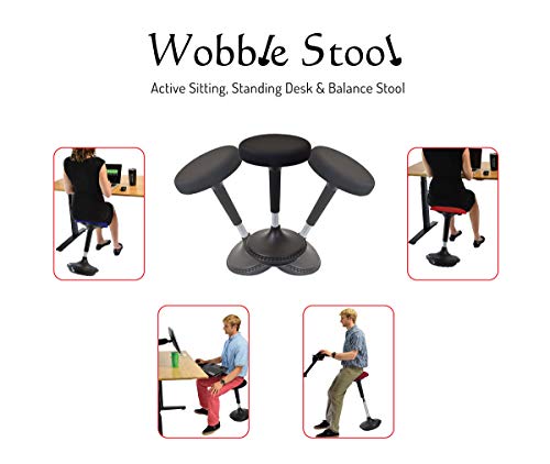 WOBBLE STOOL Standing Desk Chair ergonomic tall adjustable height sit stand-up office balance drafting bar swiveling leaning perch perching high