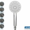 Triton Shower Head | Olivia | Water | 5 Setting Spray | High Pressure Shower Heads | Universal | Chrome | Head Set | Shower Accessories