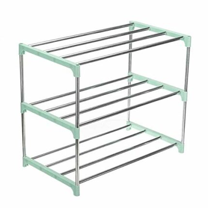 EYHLKM Stainless Steel Simple Multi Layer Shoe Rack Nonwovens Easy Assemble Storage Shelf Organizer Accessories Shoe Rack Hanger (Color : Argento