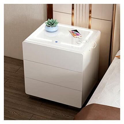 Smart Nightstands with Charging Station, Bedside Table with LED Lights and USB Socket, 3-Drawer Nightstand Storage Cabinet for Bedroom Living Roo