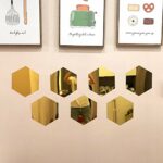 YongPan 24PCS DIY Hexagon Acrylic Mirror Sticker, Mirrored Sticker Decal,Adhesive Acrylic Mirror Tiles for Scrapbooking,Crafts Making and Home De