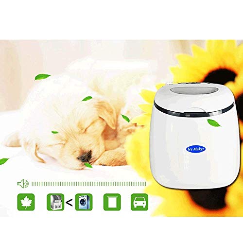QUIM Portable Ice Maker, Countertop Ice Machine with Self-Clean Function, Ready in, Day Ice Cubes, Ice Scoop and Basket (White)
