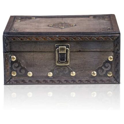 BRYNNBERG wooden pirate treasure chest Monk 20x18x9cm decorative storage box - Vintage decoration handmade