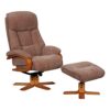GFA The Nice - Elegant Fabric Swivel Recliner Chair And Matching Footstool In Dune