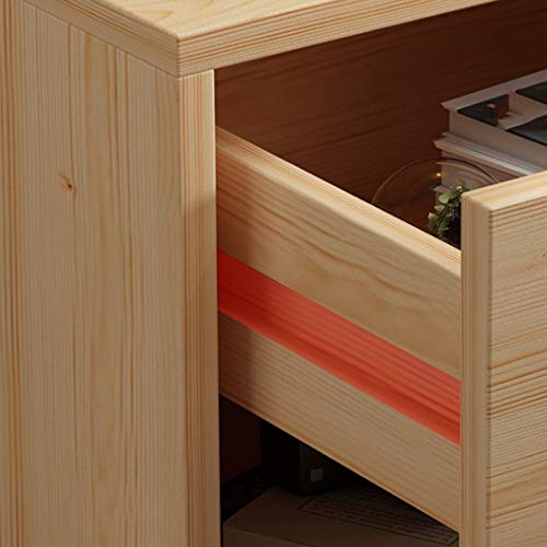 LUKEO Nordic Minimalist Bedside Table, Minimalist Bedroom Solid Wood Storage Cabinet