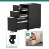 YITAHOME Fully Assembled 3-Drawers Rolling File Cabinet - Lockable Drawers, Home Office Mobile Filing Cabinet with Wheel, Under Desk File Cabinet