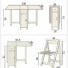 Shykey Folding Table, Drop-Leaf Kitchen Table, Walnut Folding Dining Table and Chairs Set, Rectangular Retractable Home Dining Table Includes 4 C