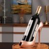 Fantes High Heel Wine Holder Bottle Rack Counter Top Storage Stand for Wedding Party Home Decor (Rose Gold High Heel)