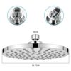 Fixed Shower Head, High-Pressure 8 inch Shower Head, Round Luxury Modern Chrome Look, Silicone Nozzles, Adjustable Shower Head Round with Swivel