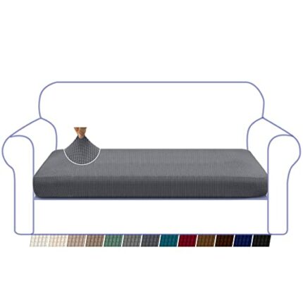 Granbest High Stretch Sofa Seat Cushion Cover Super Soft Couch Seat Cover Sofa Cushion Protector Jacquard Spandex Fabric with Elastic Bottom(3 Se