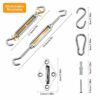 Awroutdoor Sun Shade Sail Fixing Kit, 5 inch 42Pcs 304 SUS Anti-Rust Sun Shade Sail Installation Hardware Kit, Awning Attachment Set on Garden Ca