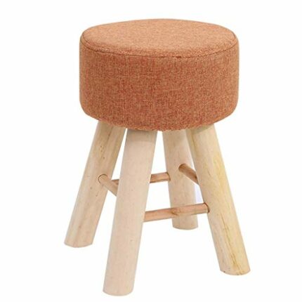 EYHLKM Solid Wood Stool, Dressing Stool Fashion Makeup Chair Home Dining Stool Round Small Stool Wooden Bench Sponge Filled Seat