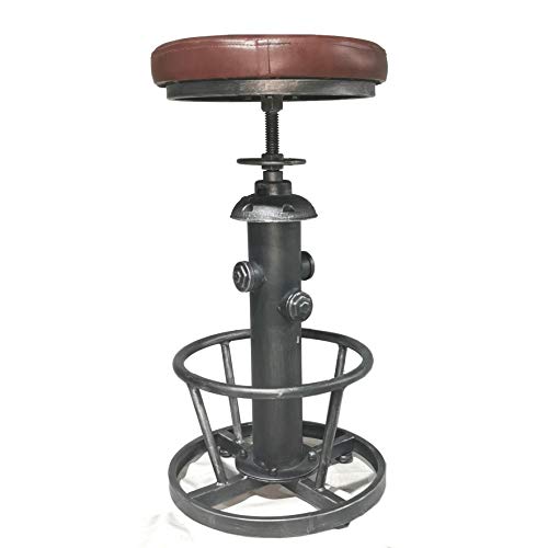 Topower American Antique Industrial Round Bottom Adjustable Height Cafe Coffee Retro Vintage Stylish Water Pipe Design Pub Kitchen Bar Stool (Sil
