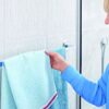 tesa DELUXXE Single Towel Rail - Self-Adhesive Towel Bar in Stainless-Steel Design - Wall-Mounted Towel Holder - Waterproof, incl. Power.Kit Adhe