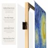 Red Lantern 3 ft. Short Double Sided Works of Van Gogh Canvas Folding Screen Starry Night/Sunflowers 3 Panel Freestanding Partition and Separator