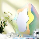 Wavy Acrylic Mirror Rainbow Irregular Aesthetic Vanity Wavy Frameless Amorphic Retro Mirror for Living Room Bedroom Bathroom Entryway Wall Decor