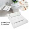 Wall Mount Shower Chair Stool, Aluminium Alloy Wall Mount Bath Stool Bench for Bathroom, 130Kg Load
