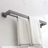 Towel Holder Wall Mounted Double Towel Rail No Drill Towel Shelf Self Adhesive Anti-rust Space Aluminum For Kitchen Toilet,grey,60cm