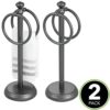 mDesign Small Hand Towel Holder — Freestanding Towel Rail for Bathroom and Dressing Table — Metal Bathroom Towel Rack — Set of 2 — Grey