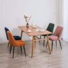 Flannel Dining Chairs Set Of 4 Ergonomic Design Kitchen Chairs with Black Metal Legs Dining Chairs (Color : Orange)
