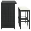 DINGZZ Kitchen Bar Tables and Chairs Set Dining Room High Top Counter Height Table Set for 2 Poly Rattan Black
