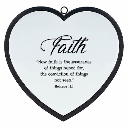 Dicksons Elanze Designs Faith Heart Shaped Black 12 x 12 Metal and Glass Wall Mounted Mirror