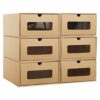 Yililay 6Pcs Shoe Storage Box, 13.78x9.06x5.31 Inch Cardboard Drawer Shoe Boxes with Window Stackable Shoe Boxes Organiser for File Dress or Toys