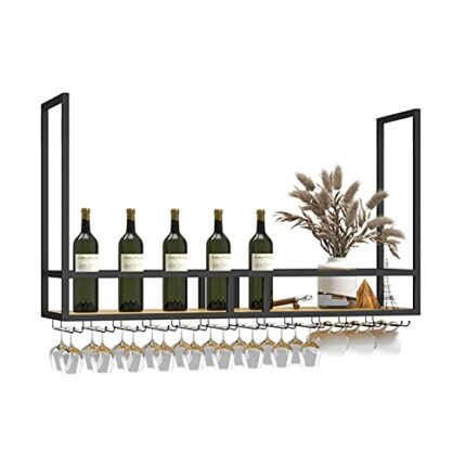 KEppd Wine Rack Wall Mounted - European Style Iron Hanging Ceiling Decoration Wine Glass Rack, for Bars, Restaurants, Kitchens Stemware Holder, H