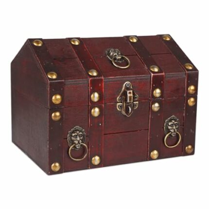SICOHOME Large Treasure Chest for Kids Wooden Pirate Treasure Box Vintage Decorative Keepsake and Jewelry Box Large Trinket Storage Chest Box wit