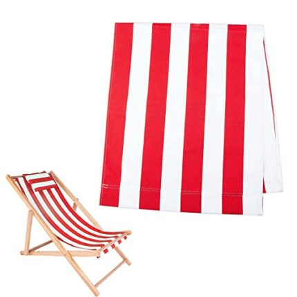 SMELEYOU Beach Chair Cloth, Chairs Canvas Covers, Sunloungers, Deck Chair Sling Replacement 114x43 cm/45 x 17 inch Red and White Stripes Deck Cha