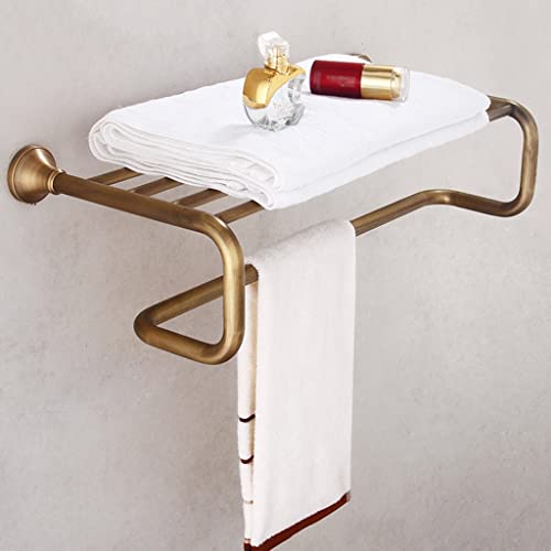HIGOH Towel Racks, Towel Rail for Bathroom,Antique Brass Towel Bar Wall Mounted Bathroom Accessory Towel Holder Rod Hand Towel Holder/Double Rod/