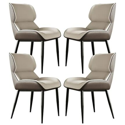 Kitchen Dining Room Furniture Chairs Modern Dining Chairs Set Of 4 Microfiber Leather Kitchen Chair Ergonomics Seat Firm Carbon Steel Metal Chair