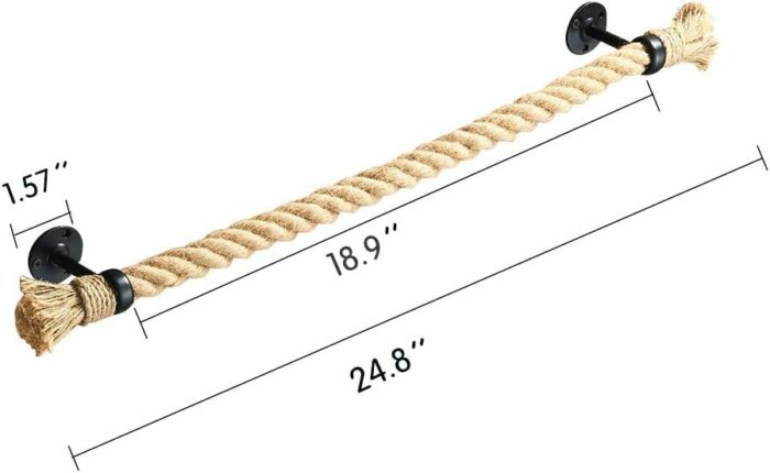 Nautical Towel Bar Black Nautical Accessories for Bathroom Nautical Bathroom Decor Rope Towel Racks for Bathroom Wall Mounted