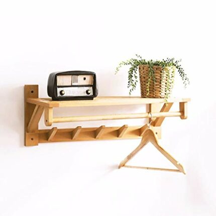 N/A Hanging Entryway Shelf Wall Mounted Coat Rack Storage Cabinets with Hooks Wood Display Home Decor Furniture
