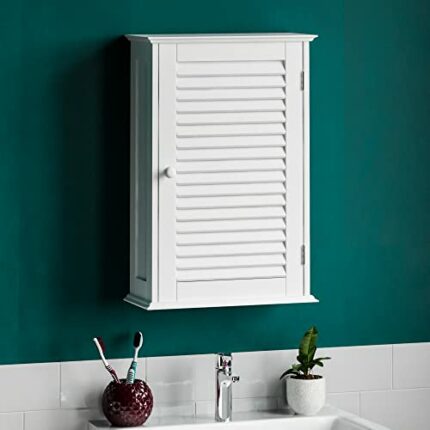 Bath Vida Bathroom Cabinet Single Door Shutter Wall Mounted Storage, White