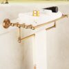 HIGOH Towel Racks, Bathroom Towel Rack Wall Mounted Towel Holder,European Antique Bath Towel Rack,All Copper Towel Holder,Bathroom Rack,Bathroom