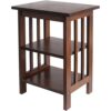 AERATI Side Table End Table with Grid Frame and 2 Storage Shelves Night Table Farmhouse Classic Style 40 x 30 x 54 cm