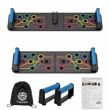 Velpex Push Up Board, 2 Mode Extensible Push Up Board, Foam Handles,Portable Carriage Bag, Non-Slip Pad,Professional Push Up Strength Training Eq