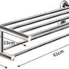 Bathroom Towel Rack, Stainless Steel Towel Holder Wall Mounted, Towel Rail with 2 Shelves, Towel Stands for Bathroom, Kitchen 60Cm