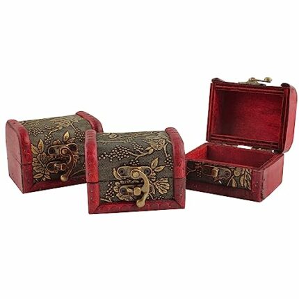TBWHL 3PCS Vintage Wodden Treasure Chest Box, Treasure Chest For Kids, Jewelry Decorative Storage Boxes With Lids, Treasure Chest for Kids Prizes