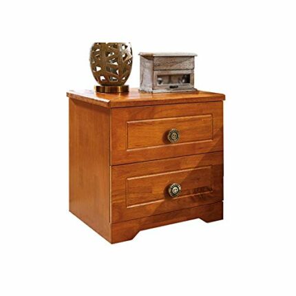 N/A Mini Bedside Table Simple Bedroom Bedside Table, Solid Wood Bedside Table with Double Drawer Design