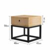 FGHOEV Solid wood bedside table with iron design, small sofa table with antique corner, square bedside table, simple living room, coffee table wi