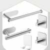Bathroom Towel Holder Set,HOMGEN Self Adhesive Towel Rail Set Stainless Steel Bath Towel Rail Set No Drilling Hand Towel Rack With a Toilet Paper