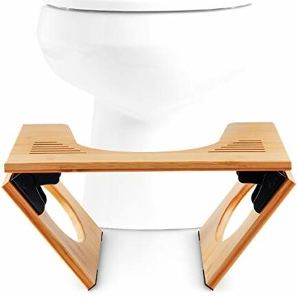 Top Life Collapsible Bamboo Toilet Stool - Physiological Wooden Footrest - Foldable Squatting Step Stool for WC - Anti Constipation, Recommended