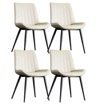 Kitchen Dining Room Furniture Chairs Modern Kitchen PU Leather Dining Chairs Set Of 4,Water Proof PU Leather Side Chair with Metal Legs,Living Ro