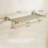 N/A Golden Towel Rack, Crystal Plus Stainless Steel Towel Rack, Bathroom Rack, Size 61.8x24x5.7 Cm - Towel Rack
