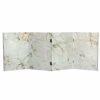 Red Lantern 2 ft. Short Double Sided Ivory Flowers Canvas Folding Screen 4 Panel Freestanding Partition and Separator for Modern and Contemporary