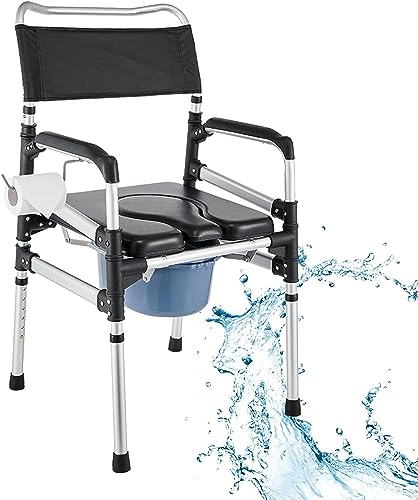 CNAOHGHN Aluminum Alloy Elderly Toilet Chair with Toilet Bucket, Height Adjustable Toilet Stool for Pregnant Women and Toilet Chair for Bathroom