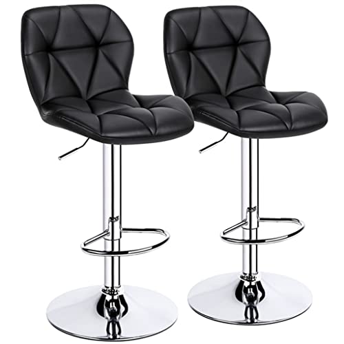 WALNUT Adjustable Faux Leather Swivel Armless Bar Stool, Set of 2, Chair Bar Bar Stools Set of 2 (Color : 3-pack, Size : 17.5" x 20.5" x 34.6-42.
